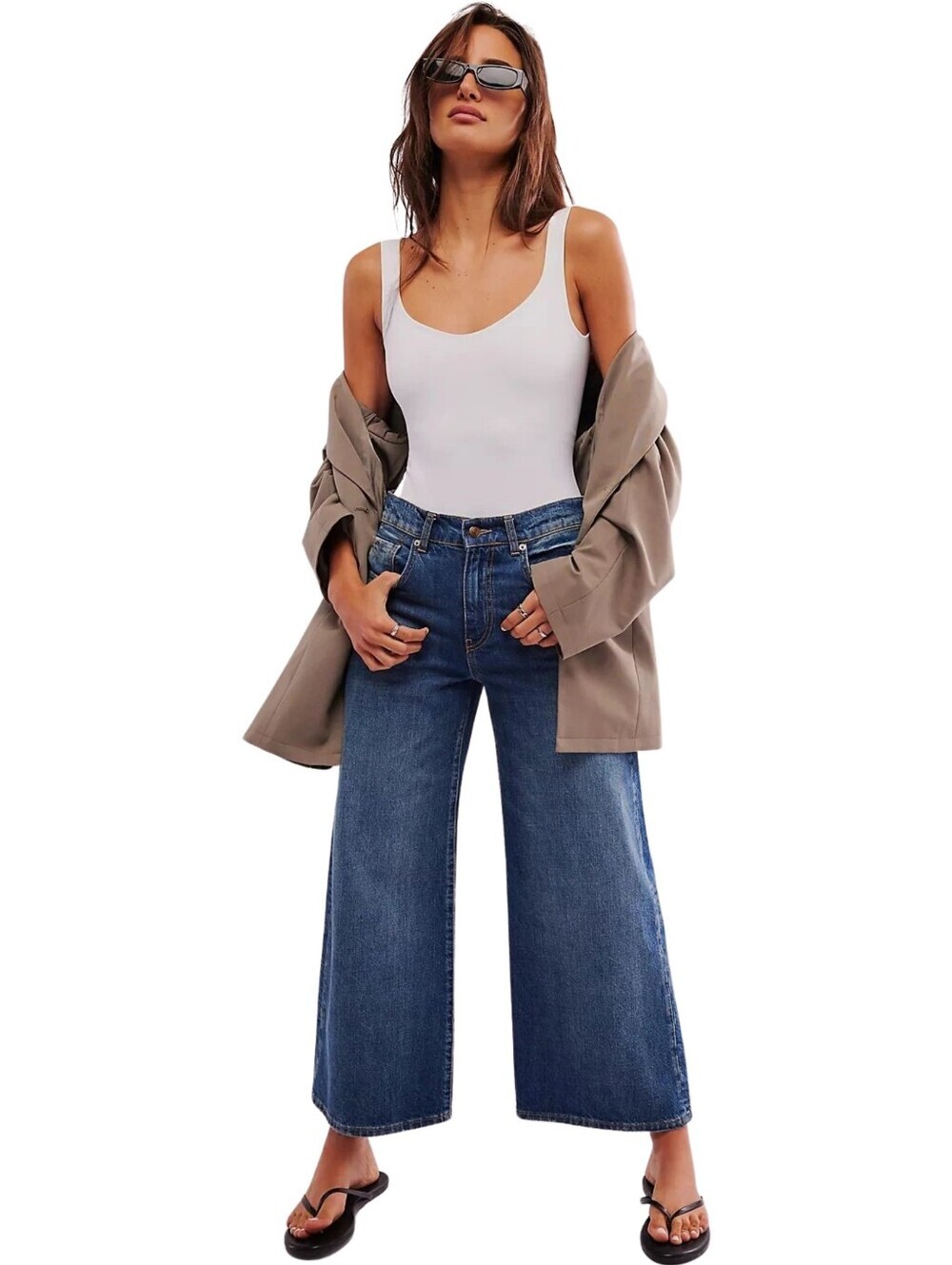New! Free People We The Free Misha High Rise Wide Barrel Jeans